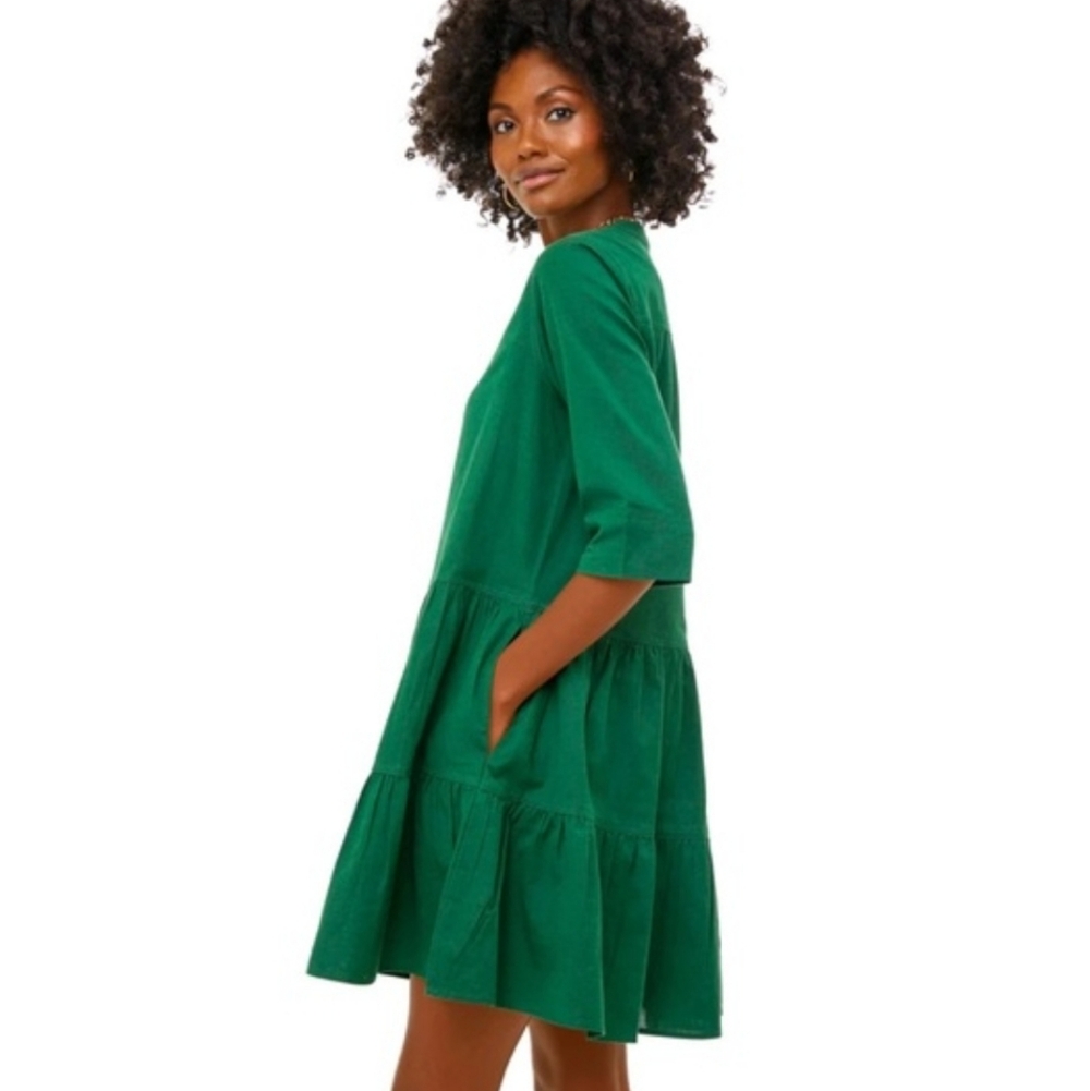 NWT APIECE APART Maurino Drop Waist Mini Dress Jadeite Green Organic Cotton S - Picture 2 of 16